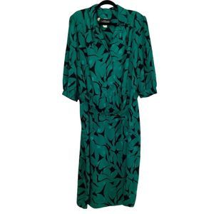 Alexis Fashions patterned belted dress green/black 22 1/2